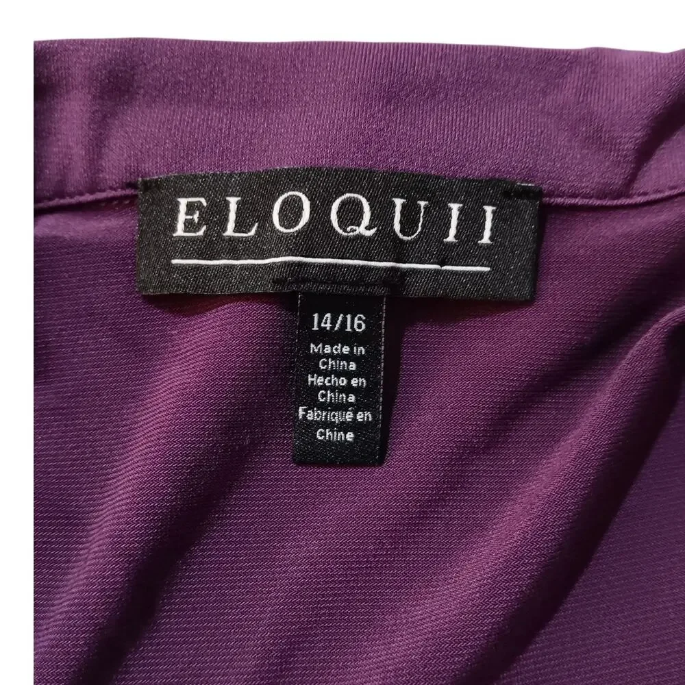 NEW ELOQUII Draped Faux Wrap Top Blouse 14/16‎ XL Stretch Purple Career Event